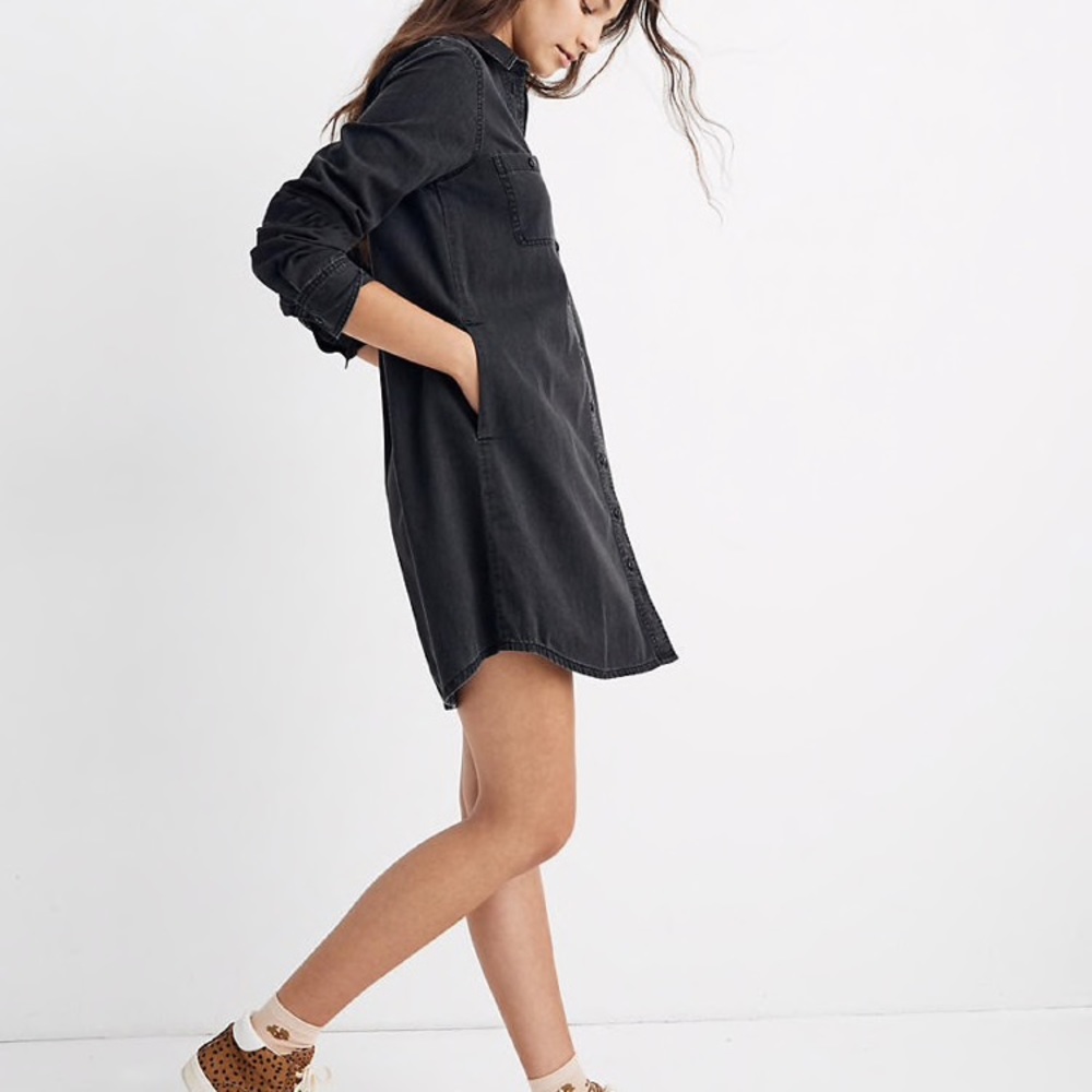 Madewell Black Denim Shirtdress w Pockets Small